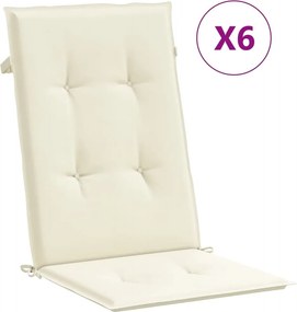 vidaXL 6 db krémszínű szövet magas háttámlájú székpárna 120x50x3 cm