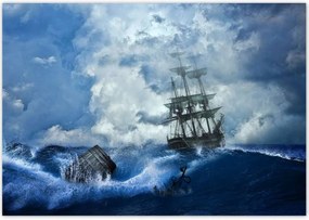 Poszterek 100x70 Vihar Tenger Hajó Tájkép