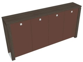 Verno+ S közepes gardrób 260 x 46 x 130 cm, üvegajtó, antracit tölgy / barna