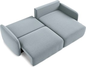 Kék bársony kinyitható-tárolóhelyes sarokkanapé (jobb oldali-heverő résszel) Kalena – Makamii