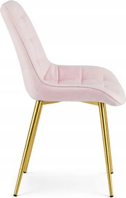 Rózsaszín étkezőszék BERA bársony arany lábakkal