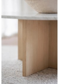 Fehér-natúr színű márvány kerek dohányzóasztal 90x90 cm Brooksville - Rowico