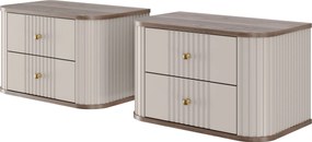 Vesper függő éjjeliszekrény készlet 56 cm - kasmír / diófa / arany fogantyúk