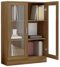 barna tölgyszínű szerelt fa vitrinszekrény 82,5x30,5x115 cm