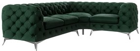 Sötétzöld bársony sarokkanapé (jobb oldali-L alakú) Chelsea – Ropez