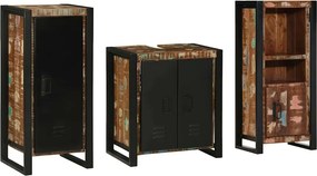 vidaXL Fürdőszoba bútor szett 3 pcs Szilárd Újrahasznosított Fa