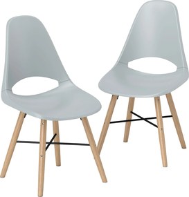 HOMCOM 2 db-os Étkezőszék Szett, Modern Konyhai Székek Kivágott Támlaformával és Gumifa Lábakkal, Műanyag Székek Konyhába, Hálószobába, Irodába és Nap