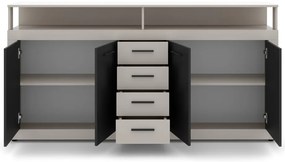 XXL/LUNA Komód Kasmír/Fekete Színben