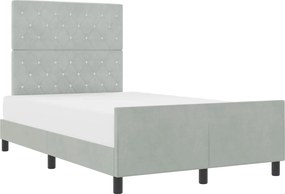 vidaXL Boxrugós ágy fejtámlával Világosszürke 120 x 200 cm Bársony