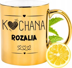 Prémium Arany Csillogó Bögre Rozáliának Ajándék Nyomtatott Fotóval