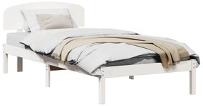 ágykeret fejtámlával fehér 90x190 cm tömör fenyő