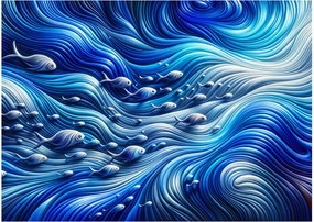Üveg kép – Halak a hullámokban (70x50 cm)