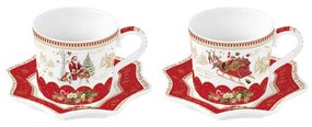 Christmas Memories porcelán eszpresszó csésze+alj 120ml, 2 személyes, díszdobozban