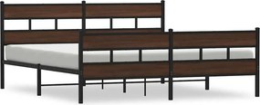 vidaXL barna tölgy színű fém ágykeret matrac nélkül 200 x 200 cm