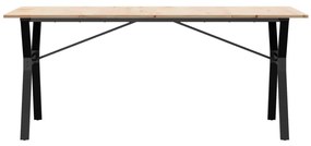tömör fenyőfa és öntöttvas étkezőasztal Y-vázzal 180x90x75 cm