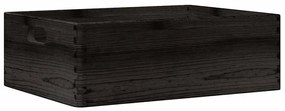 Fa doboz fogantyúkkal fekete 40x30x13 cm tömör fa fenyő