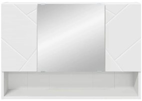 Fürdőszobai tükörszekrény ajtóval Fehér 80 x 17 x 55 cm Faanyag