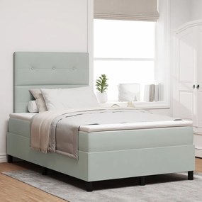 Boxspring Ágy Mattal Világosszürke Kicsi Dupla Bársonyos