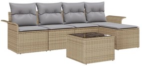 Kerti Kanapé Szett párnával tárolóval 6 pcs Bézs Poli rattan