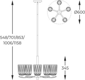 Zuma Line TAZZA P0590-05B-V7AC Függőlámpa 5x40W/E14 IP20