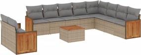 vidaXL 11 részes bézs polyrattan kerti ülőgarnitúra párnákkal