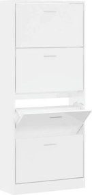 vidaXL magasfényű fehér szerelt fa cipőszekrény 63x24x147 cm