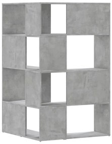 4 szintes betonszürke szerelt fa sarokkönyvespolc 85x85x140 cm
