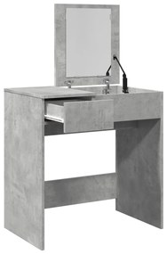 betonszürke fésülködőasztal tükörrel 73 x 46,5 x 120 cm