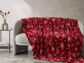 Piros karácsonyi mikroplüss pléd SNOWFALL Méret: 200 x 220 cm