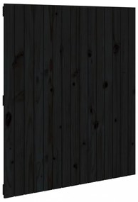 fekete tömör fenyőfa fali fejtámla 95,5x3x110 cm
