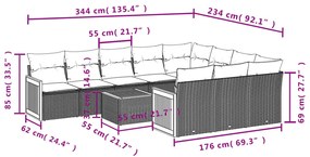 11 részes bézs polyrattan kerti ülőgarnitúra párnákkal