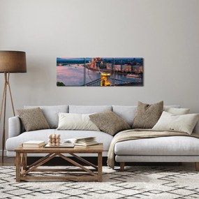 Kép - panoráma a városra, Budapest, Magyarország (órával) (90x30 cm)