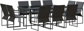 vidaXL Kert étkező szett 11 pcs Fekete Acél