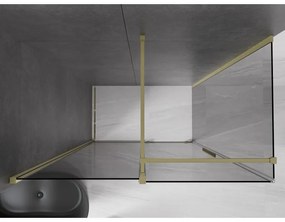 Mexen Velar, tolóajtós zuhanykabin 150 x 85 cm, 8mm szürke üveg, arany matt, 871-150-085-41-55