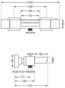 Mexen Carl kád-zuhany szett esőzuhannyal és fürdő termosztatikus csapteleppel Cube, króm, 77360240-00