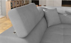 Világosszürke bársony kinyitható-tárolóhelyes sarokkanapé (bal oldali-L alakú) Anton – ELTAP