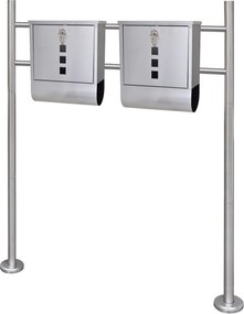 vidaXL Dupla postaláda rozsdamentes acél állvánnyal