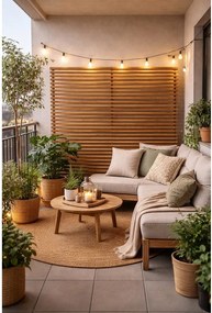 Natúr színű fa erkély paraván 153x185 cm – Hartman