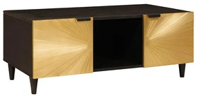 Dohányzóasztal Fekete és Arany 100 x 54 x 40 cm tömör mangófa
