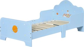 ZONEKIZ Gyerekágy 3-6 Éveseknek 143x74x59 cm Fa Gyerekágy Biztonsági Korláttal Max 80 kg Teherbírás Modern Gyerekszoba Bútor Kék | Aosom