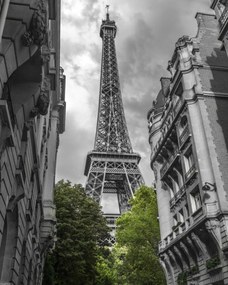 Poszter 40x50cm Kilátás az Eiffel-toronyra Párizs egy szűk utcájából, Assaf Fran