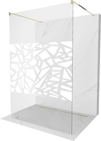 Mexen Kioto, átmenő zuhanyparaván 130 x 200 cm, 8mm átlátszó / fehér üvegminta, 2x arany stabilizáló távtartó, 800-130-002-50-85