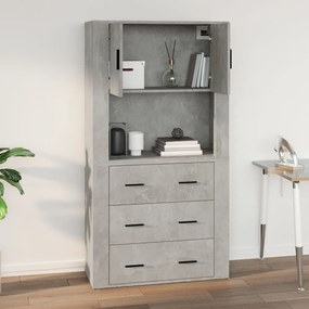 betonszürke szerelt fa faliszekrény 80 x 313 x 80 cm