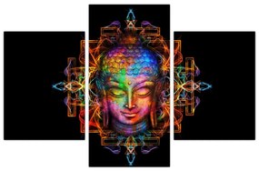 Kép - Buddha mellszobra neon színekben (90x60 cm)