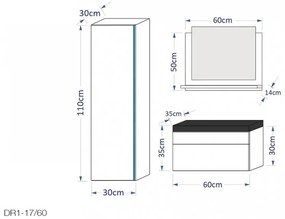DREAM I 60 Magasfényű fehér fürdőszoba bútor mosdóval