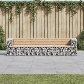 vidaXL tömör fenyőfa gabion kerti pad 287x71x65,5 cm