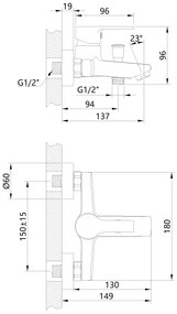 Invena Bralos, falra szerelhető kádcsaptelep, króm, INV-BW-07-001-A