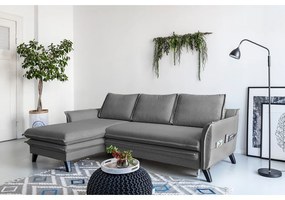 Charming Charlie sötétszürke kinyitható sarokkanapé, bal oldali - Miuform