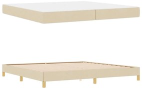 Boxrugós ágy Krém és barna 200 x 200 cm Textil és mérnöki fa