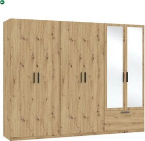 LITA WARDROBE 6D1S ARTISAN OAK WITH MIRROR